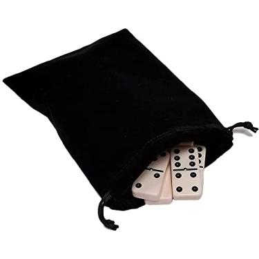 Imagem de Domino Double Six 6 Creamy Blush Tiles Jumbo Tournament Professional Size with Spinners in Black Elegant Velvet Bag