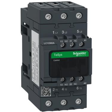 Imagem de Contator Tripolar 80A 24Vca 50/60Hz 1NA+1NF Cód. LC1D80AB7 – Schneider