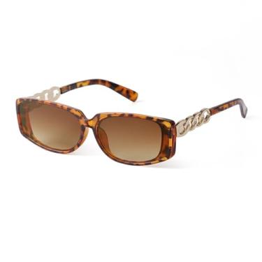 Imagem de JRLLFD Óculos de sol retângulo de concha de tartaruga feminino lente amarela óculos de sol quadrados ocos masculinos óculos femininos uv400, c9, tamanho único