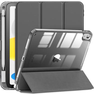 Imagem de INFILAND Compatível com iPad (A16) 11ª geração 2025, capa 2025, iPad 10ª geração 2022 10,9 polegadas 2022, transparente com slot para lápis e adaptador de carregamento, cinza