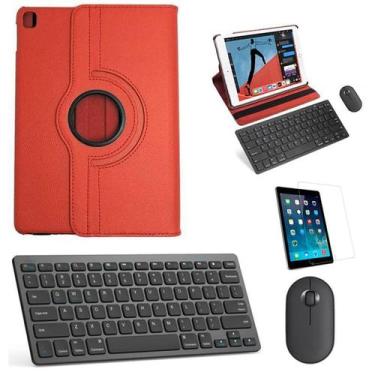 Imagem de Kit Capa 360 Vermelho / Teclado e Mouse preto e Película para iPad 202