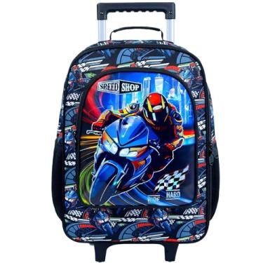 Imagem de Mala para meninos, bagagem infantil resistente à água, bagagem de viagem de motocicleta para crianças pré-escolares, Bagagem de motocicleta Cool Uv Priting azul, One Size, Bagagem para meninas