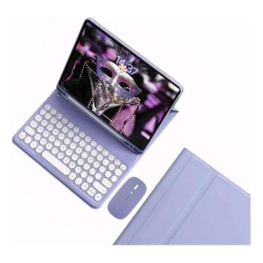 Imagem de Capa Tablet Com Magnética e Removível Teclado e Mouse Bluetooth， Capa Para iPad Pro 12.9 Polegadas (Roxo)