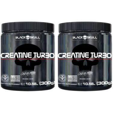 Imagem de Kit Creatina Black Skull Turbo em Pó 300g sem Sabo - 2 Unidades