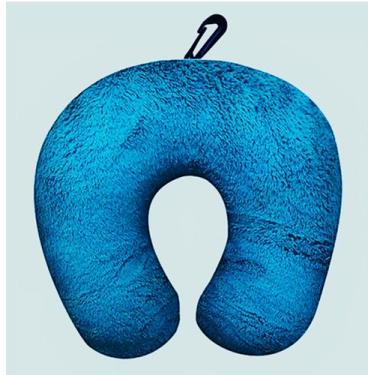 Imagem de Almofada travesseiro de pescoço apoio cervical para viagem - SOFT, Azu