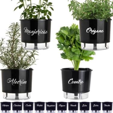Imagem de Kit 4 Vaso Raiz Autoirrigável Temperos Gourmet Preto N3 16x14 Médio Au