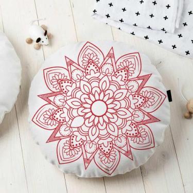 Imagem de Almofada Redonda Estampada Mandala 45x45cm Indira Vermelho - FASTLAR