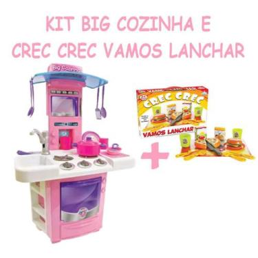 Imagem de Jogo Cozinha Infantil Rosa + Super Vamos Lanchar Com Panelas - Big Sta