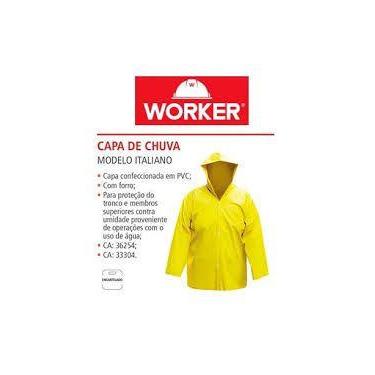 Imagem de Capa de chuva com capuz amarelo  worker, CAPA DE CHUVA C/CAPUZ G