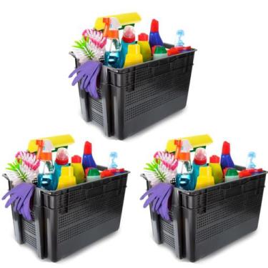Imagem de Kit 3 Organizador Multiuso Telada e Empilhável Reforçada 60L - Injepla