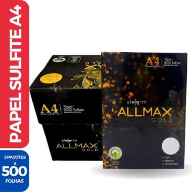 Imagem de Caixa PAPEL FOLHA SULFITE A4 Branca Allmax Gold 75g 5 Pacote 500 folha