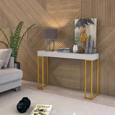 Imagem de Aparador Sala 90cm Pés De Ferro Cor Dourado Moderno Sem Gaveta (off) -