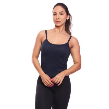 Imagem de Regata de Alcinha Canelada Feminina Lisa Blusa Blusinha Básica Treino 