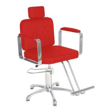 Imagem de Cadeira de Cabeleireiro Tulipa Encosto Reclinável - CC&S, Vermelho