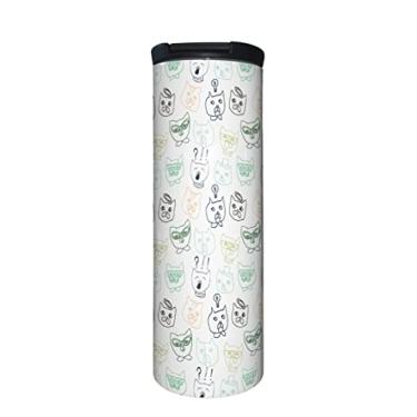 Imagem de Copo de café isolado – Caneca de café de aço inoxidável de parede dupla com tampa fechada – Caneca de viagem de 500 ml serve perfeitamente para porta-copos – Catitude amante de gatos