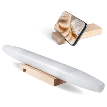 Imagem de Koville Rolo de massa francês de mármore natural africano, 41 cm, antiaderente, para assar, macarrão, bolinho, fondant, torta, pão, pizza, utensílios de cozinha