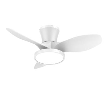 Imagem de ocioc Ventilador de Teto Silencioso com Motor CC de Luz LED, Controle Remoto, 3 Velocidades, 3 Lâminas, 81,28 cm, Branco, para Cozinha, Quarto, Sala de Jantar
