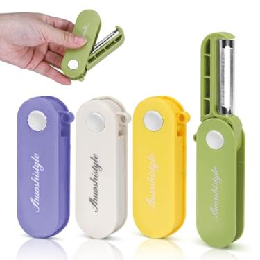 Imagem de LELE LIFE Descascador de vegetais dobrável para cozinha de acampamento, 4 peças, pequenos descascadores de batata giratórios com lâmina afiada de aço inoxidável para maçã, vegetal, cenoura, fruta,