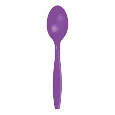 Imagem de Creative Converting Colher de plástico de ametista, padrão, roxa