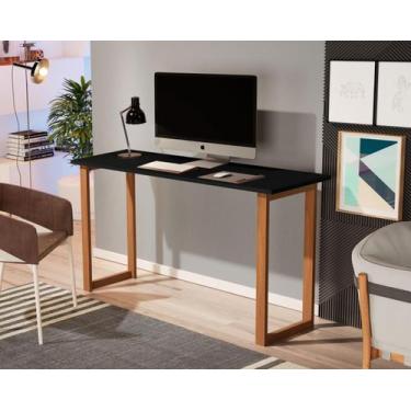 Imagem de Mesa de Estudo Escrivaninha 1,20 m com pés de madeira Preto - Nossa Mo