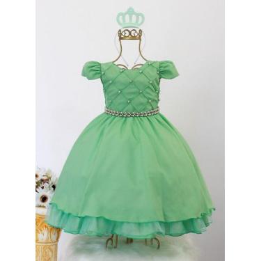 Imagem de Vestido Infantil Verde Daminha Luxo E Coroa - pingo de gente, 12