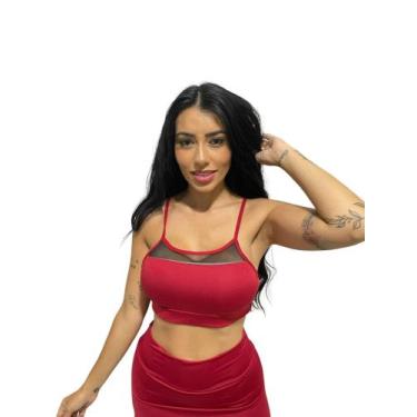 Imagem de top alcinha tule com forro croped com bojo removível - TB modas, Rubi,