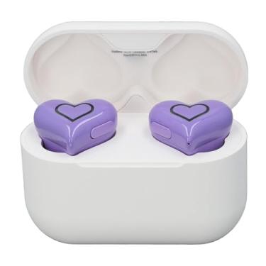 Imagem de Fones de Ouvido Sem Fio Em Formato de Coração, Som Estéreo HIFI Ajuste Confortável Fones de Ouvido Com Estojo de Carregamento para Atividades Ao Ar Livre para Exercícios (Roxo)