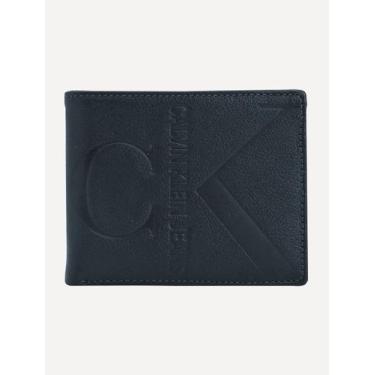 Imagem de Carteira Calvin Klein Jeans Couro Big CK Issue Azul Marinho, UN