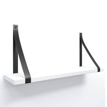 Imagem de Prateleira Em Mdf Branco 60x15cm Com Alça Cor Preto