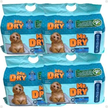 Imagem de Kit Mr. Dry: 4 Tapetes Higiênicos 60x60cm Com 30 Unidades