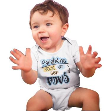 Imagem de Body De Bebê Divertido Parabéns você vai Ser Vovó Recém Nascido Azul b