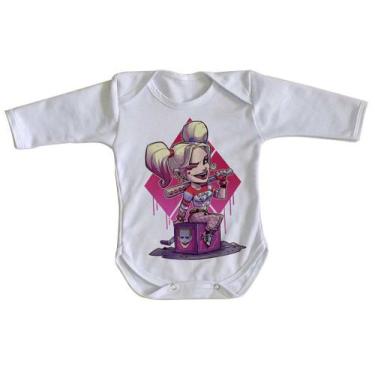 Imagem de body nenê criança roupa bebê manga longa Arlequina Coringa - Empório D
