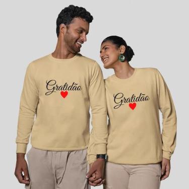 Imagem de Kit 2 Blusas Frio Moletom Careca Sem Capuz Casal Namorados Gratidão - 