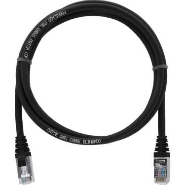 Imagem de Cabo de Rede Patch Cord Cat5e 100% Cobre Blindado Preto 2,5 Metros - C