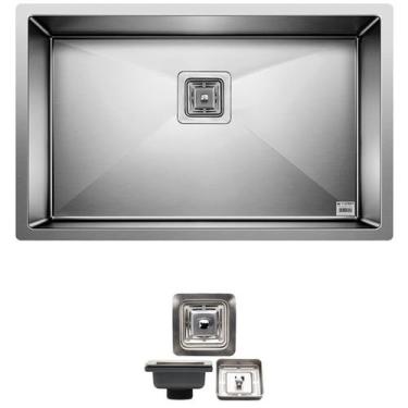 Imagem de Cuba Quadrada Inox 304 Cozinha Pia Embutir Sobrepor Gourmet 75x45 Prem