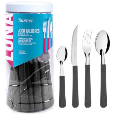 Imagem de Jogo Faqueiro 20 Peças Luna Talheres Aço Inox Faca Garfo Colher + Pote
