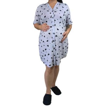 Imagem de Camisetão Plus Size Linda Gestante 50 ao 60 Maternidade com Botões Man