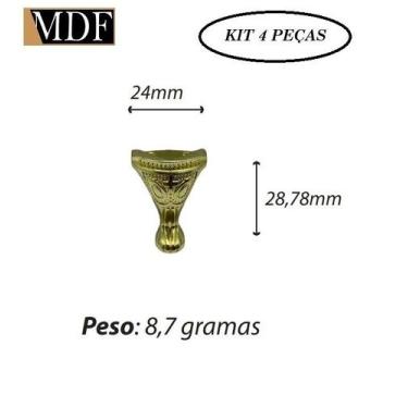 Imagem de Kit 4 Pezinho Grande Caixa e Bandeja 402 Dourado - ATACADÃO DO ARTESAN
