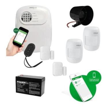 Imagem de Kit Alarme Liga Pelo Celular + 2 Infra + 2 Mag Sirene Manual - Intelbr