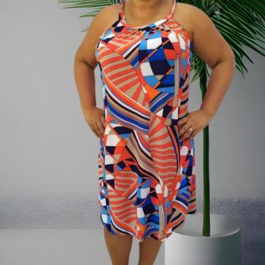 Imagem de Vestido Plus Size Feminino Com Alcinha Soltinho Versátil Leve Malha Fr