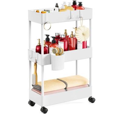 Imagem de Carrinho de Armazenamento Rolante Pipishell Slim para Banheiro - Branc