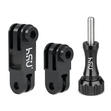 Imagem de HSU Braço de ajuste de metal de liga de alumínio, montagem de juntas retas de direção vertical longa e curta para Gopro Hero 13 12 11 10 9 8 7 6 5, AKASO Campark e outras câmeras de ação (preto)