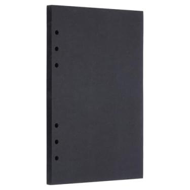 Imagem de PATIKIL Refil de papel A5, papel Kraft em branco sem forro, inserções de enchimento de 6 furos, papel de folha solta para fichário de 6 anéis, 80 folhas/160 páginas, preto