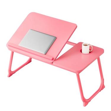 Imagem de Mesa de laptop para cama, suporte ajustável para laptops com 5 ângulos ajustáveis, bandeja de colo portátil com suporte de copo, bandeja de mesa para laptop para comer, trabalhar, escrever leitura