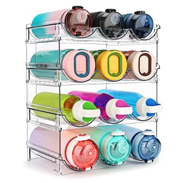 Imagem de spospo Water Bottle Organizer for Cabinet, 4 Pack Water Bottle Organization and Storage Shelf, Plastic Water Bottle Holder Rack for Fridge, Kitchen, Desktop