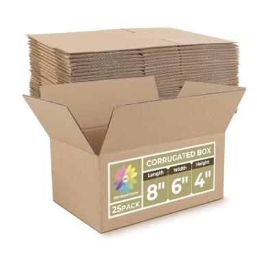 Imagem de MBC MAT BOARD CENTER Centro de Placa de Esteira, Caixas de Remessa de 8X6X4" para Embalagem de Mudança de Correspondência, Pacote com 25 Caixas de Papelão Ondulado para Pequenas Empresas, Kraft