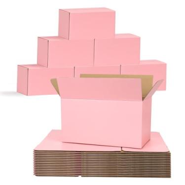 Imagem de DEZIBOX Caixas de Remessa Rosa 9X6X4", Pacote com 30 Pequenas Caixas de Papelão Ondulado, Caixas de Correio Em Cubo para Pequenas Empresas, Embalagens e Correspondências