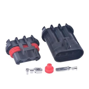 Imagem de Conector de ventilador automático à prova d'água de 3 pinos, plugue do radiador, ventilador do motor, soquete do ventilador 12124686 12124685(Female male)