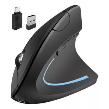 Imagem de Mouse Vertical Ergonômico Sem Fio Recarregável Usb Óptico 1600dpi - kn