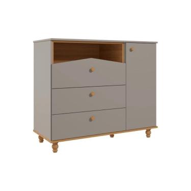 Imagem de Cômoda Bebê Casinha 3 Gavetas E 1 Porta Fendi-nature - Permóbili Baby